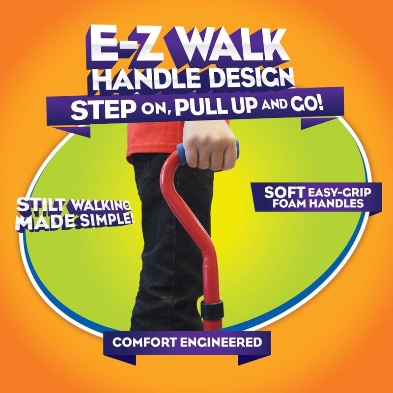 Geospace Original Walkaroo Steel 'Wee' Balance Stilts with Adjustable Height for Little Kids & Beginners (Ages 4+ and up to 120 lbs) For Active Play & Excercise; comes in Assorted Colors (Red or Blue) - Image 3